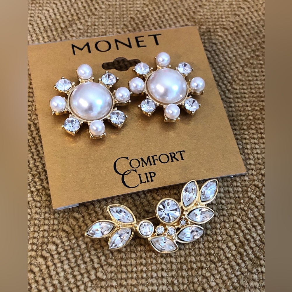 Monet earrings and brooch set